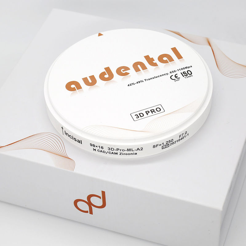 3D Pro 49% Translucentie Tandheelkundige Zirconia Disc Meerlaag 98/95/92mm Prothese Kronen en bruggen Materiaal