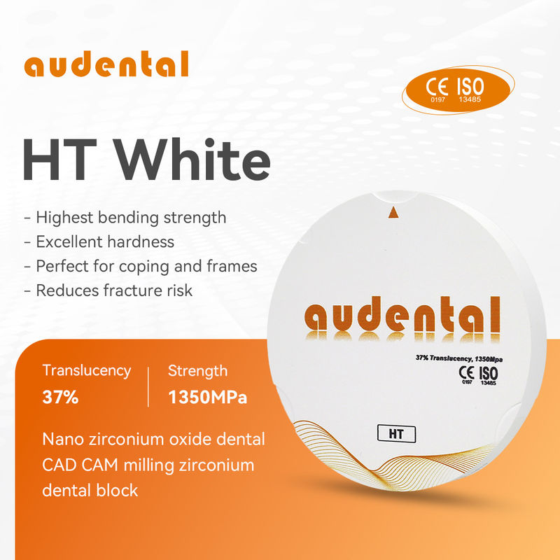 Hoge sterkte tandheelkundige zirconia blok audentaal HT/DHT Wit 1350MPa voor volledige gebit