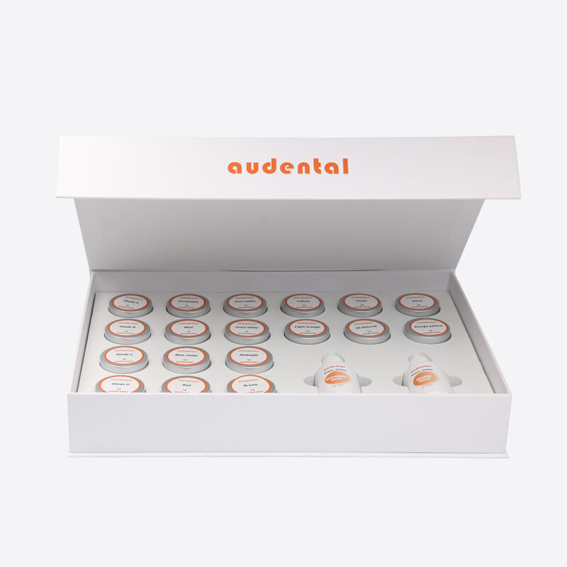 Apparatuur voor tandheelkundige laboratoria met kleursysteem voor volledig contour zirkoniumdioxide met soepele hantering en consistente esthetische resultaten