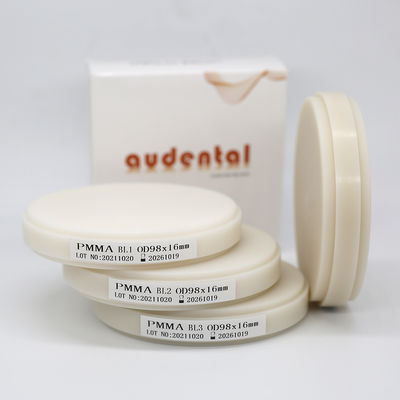 Tweelagen tandvlees tandheelkundige blocks aderen weefsel laboratoriummateriaal roze dentine hars PMMA puck